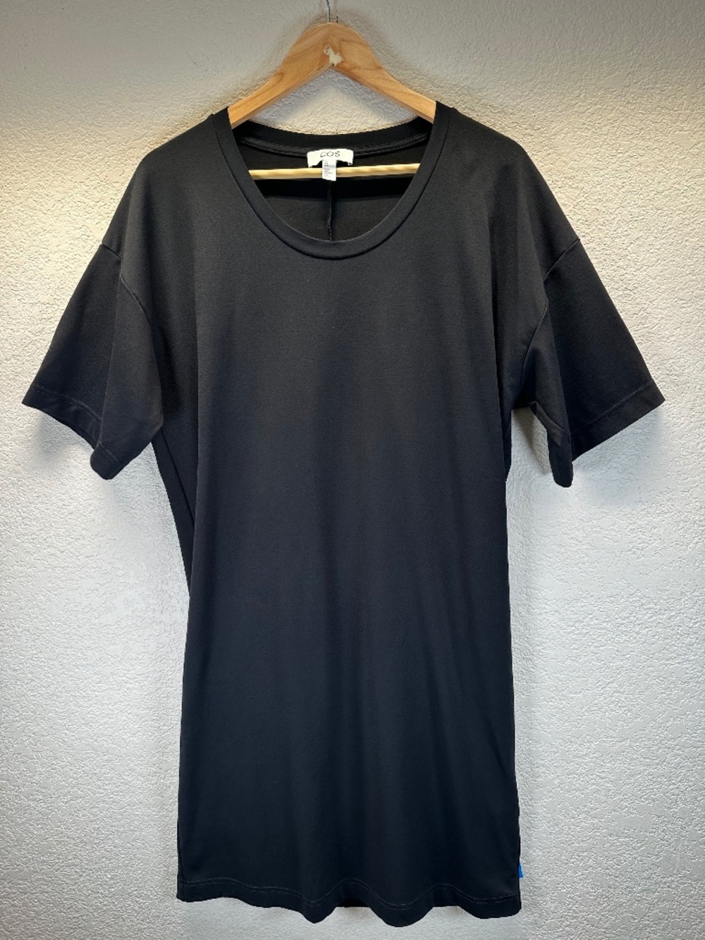 COS Black Short Sleeve T-Shirt Dress Medium M Mini Relaxed Crew Neck Everyday